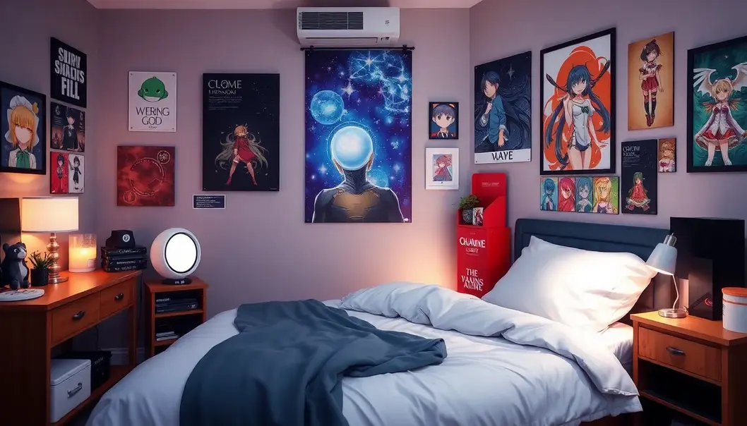 Epic shelves with LED lighting showcasing anime figures.