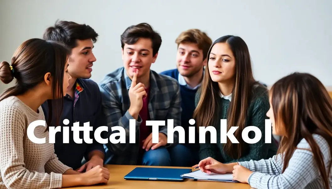 Students engage in a critical thinking session guided by their teacher.