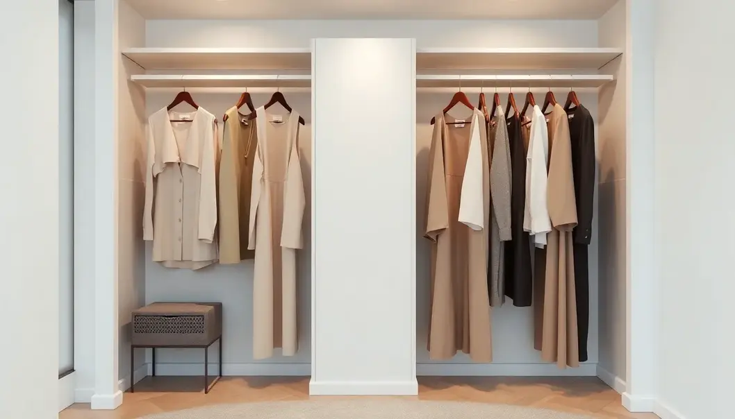 A capsule wardrobe exemplifying minimalist fashion.