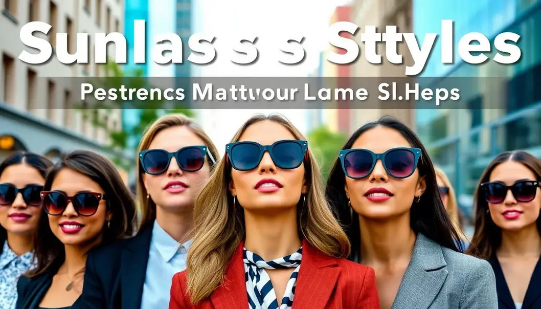 Group of professionals wearing different sunglasses styles to match their face shapes.